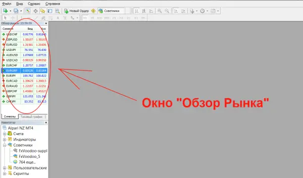 Окно Обзор Рынка