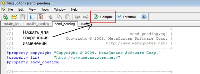 Compile v Metaeditor