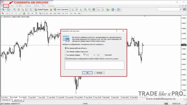 6 Меню (файл - сохранить как рисунок) Metatrader 4