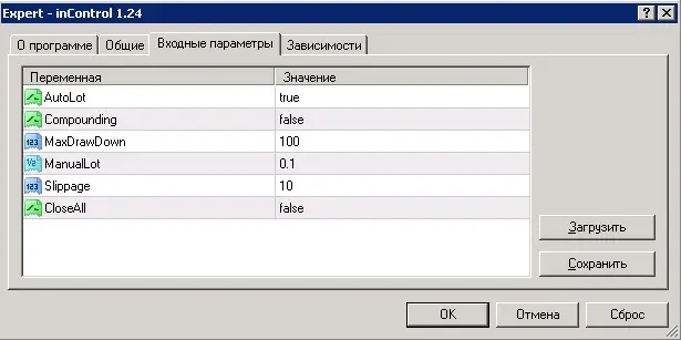 Control settings