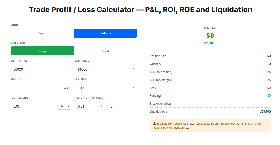 Trade Profit / Loss Calculator