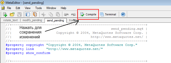 Compile v Metaeditor