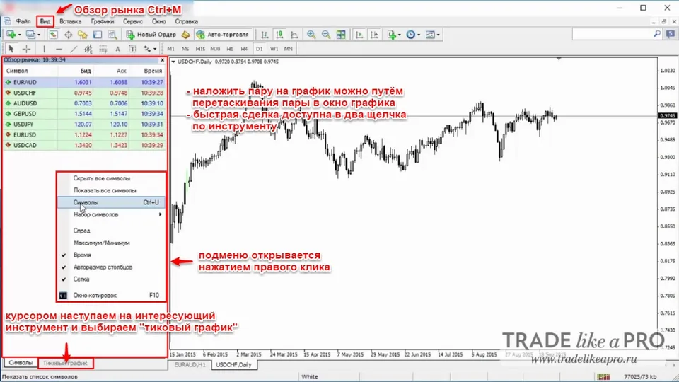 13 Меню (вид - обзор рынка) Metatrader 4