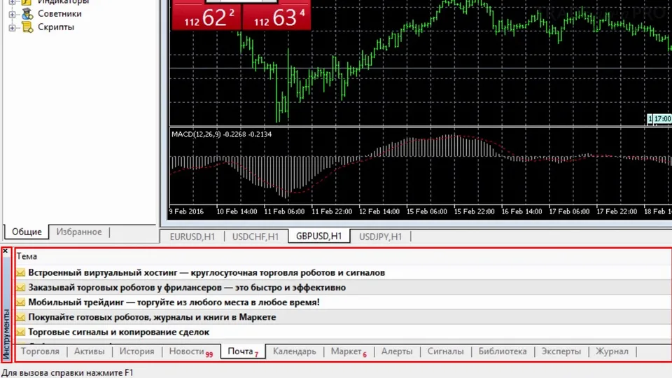 Окно-Инструменты в Mt5