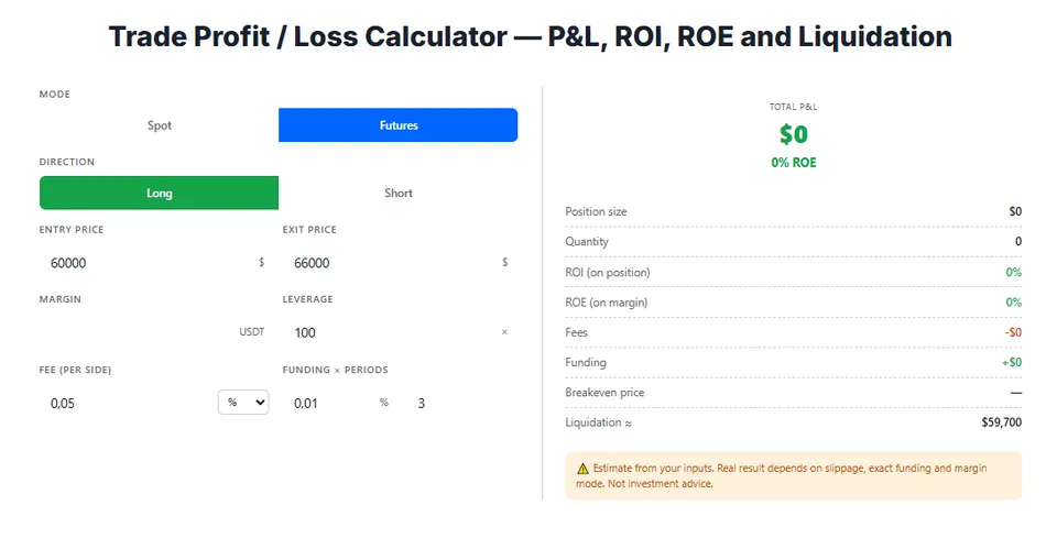 Trade Profit / Loss Calculator