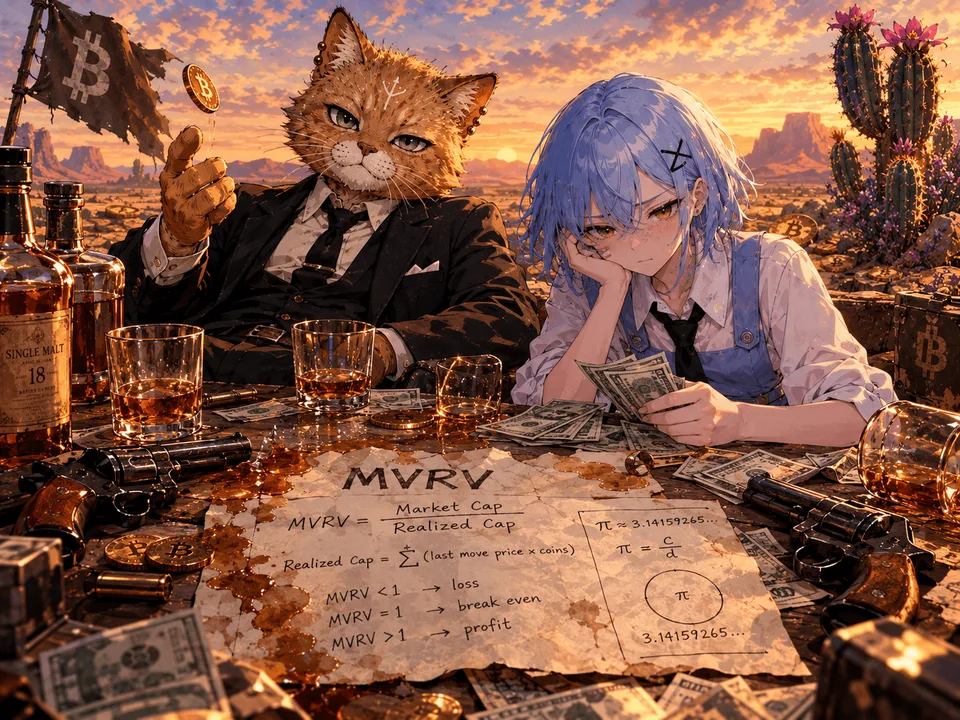 MVRV formula comparing Bitcoin market cap with realized cap