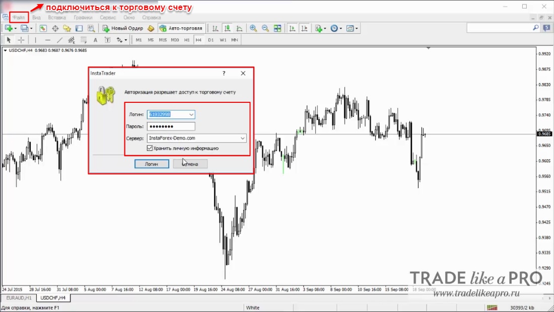 8 Menu (File - Login to Trade Account) MetaTrader 4