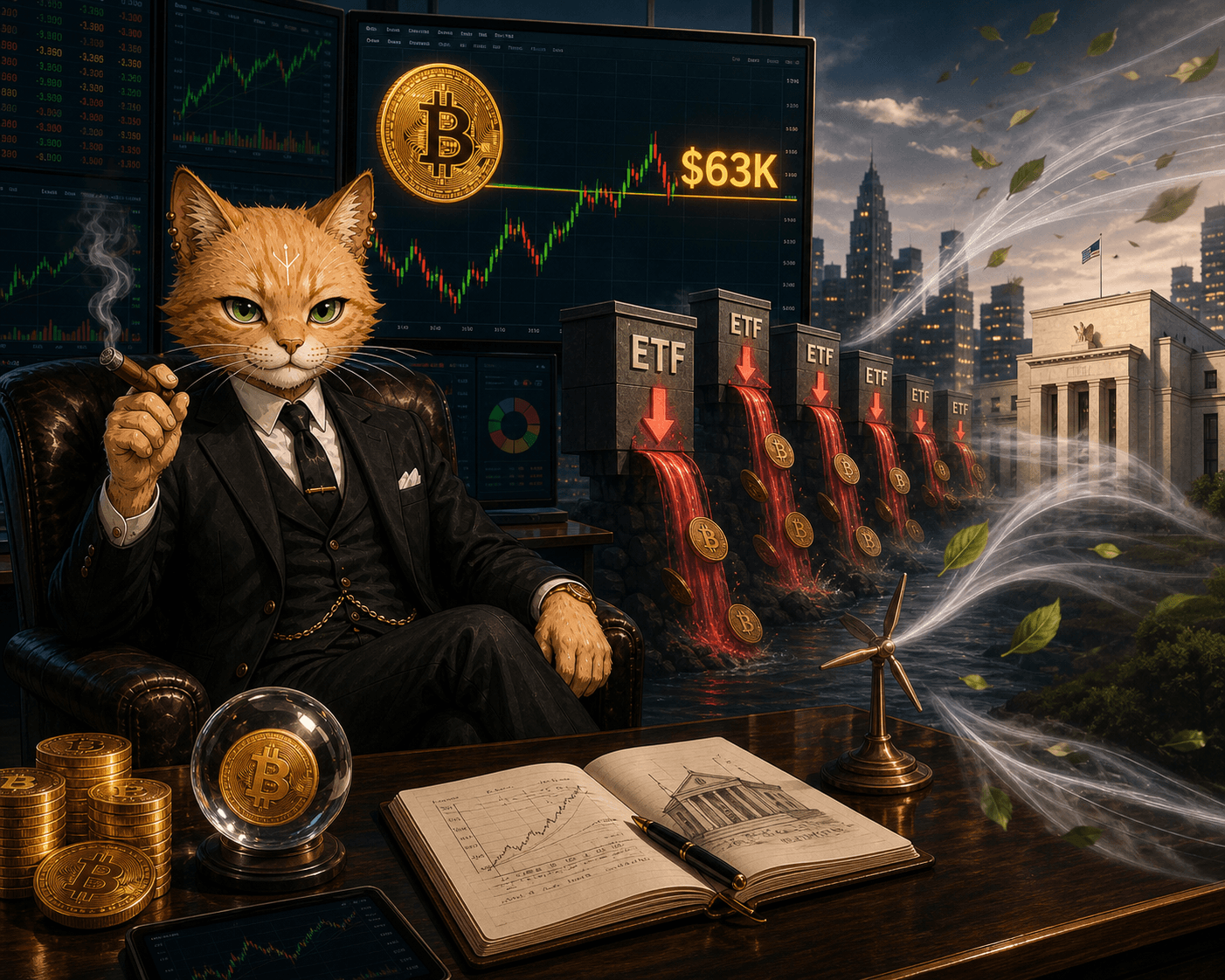 Bitcoin Holds Near $63K as ETF Outflows Dilute the Fed Tailwind