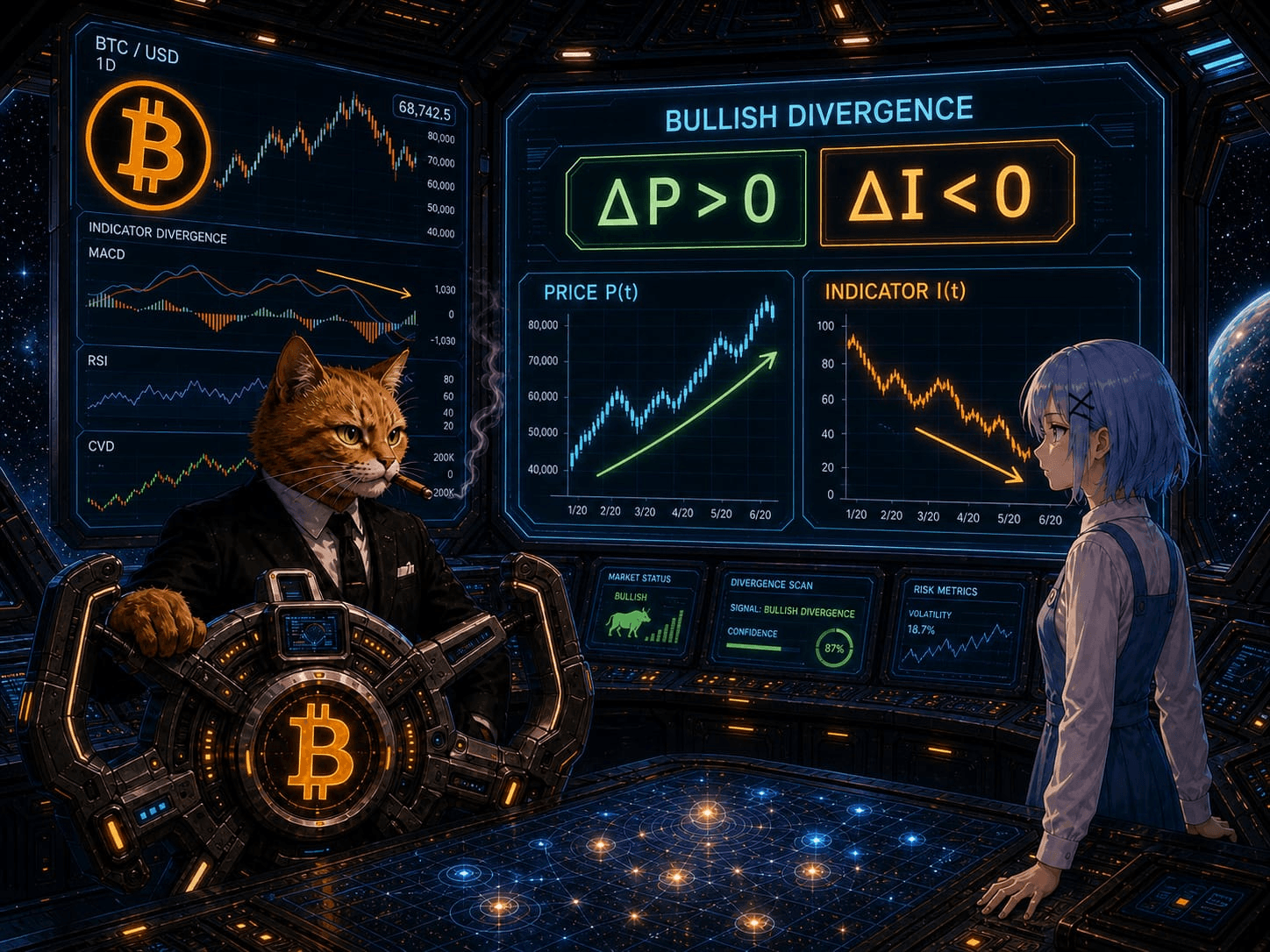 Mathematical comparison of price and indicator divergence